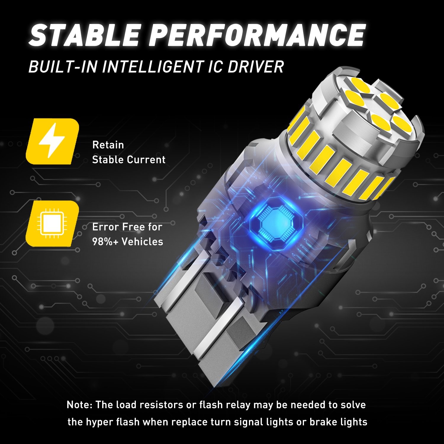 2pcs AUTOONE 7443 7440 23SMD LED Reverse Tail Back up Light Bulbs 6500K White