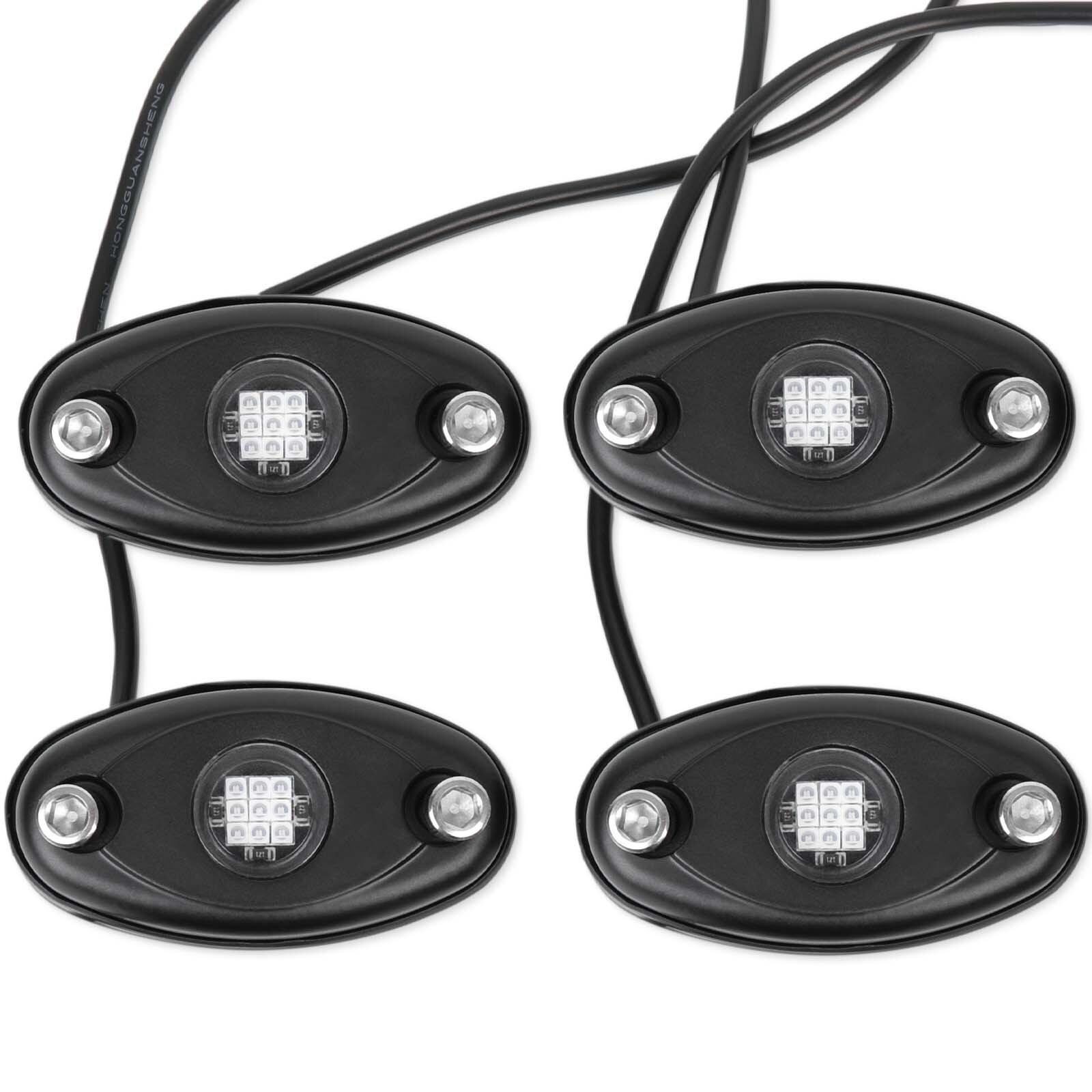 Blue 4 Pods LED Rock Lights Underbody Lamp For Yamaha Raptor 700 R YFM350 YFZ50