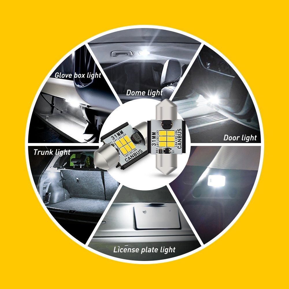 AUXITO 31MM Pair C5W LED Festoon License Plate Tag Light Bulb 6000K Bright White