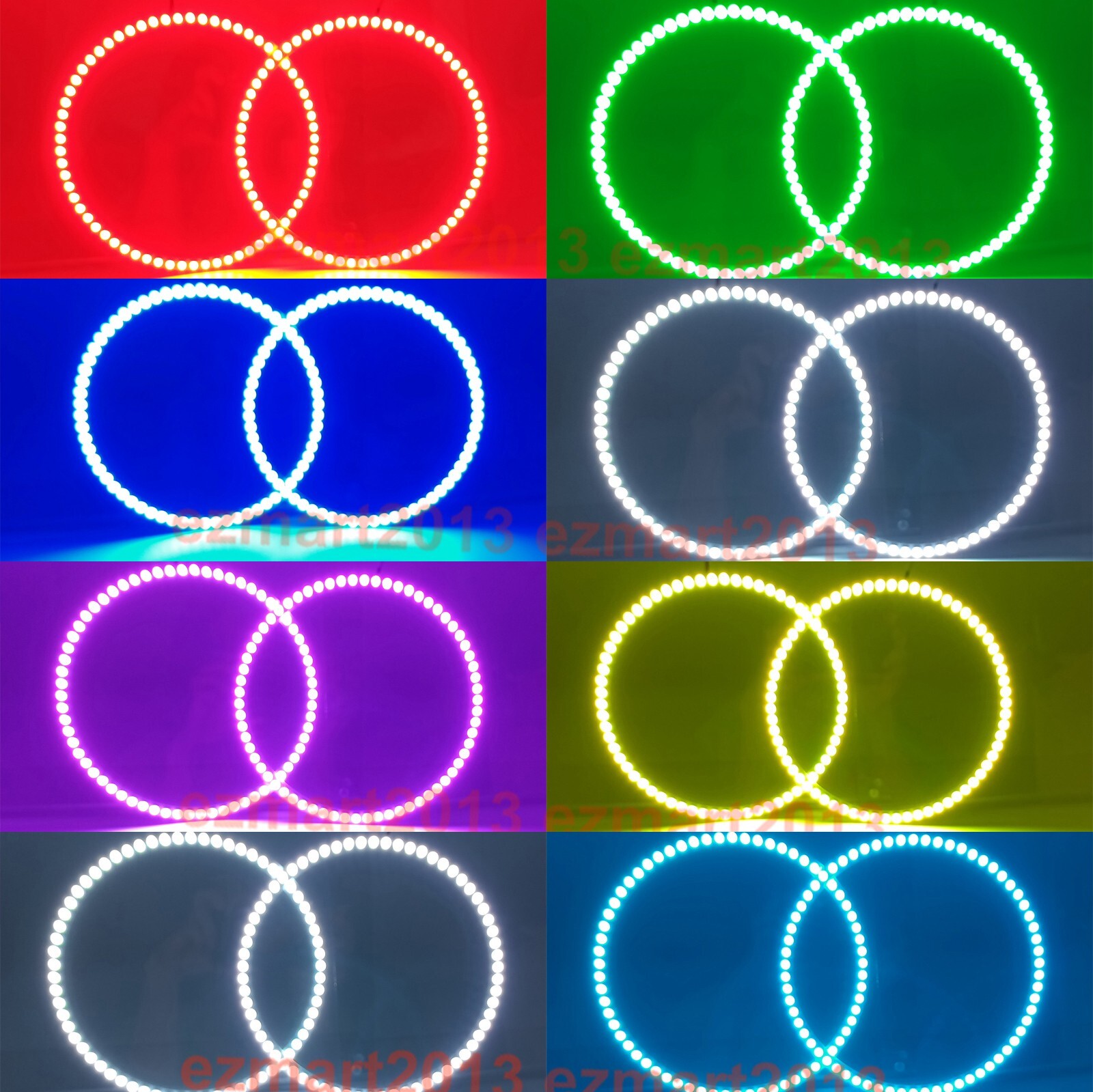 RGB halo rings for Ford Fusion 2017-2019 headlight LED MultiColor angel eye lamp
