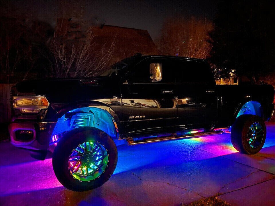 Rainbow Color CHASING Moving LEDs 2PCS 4FT + 2PCS 6.5FT Underglow Lights Strips