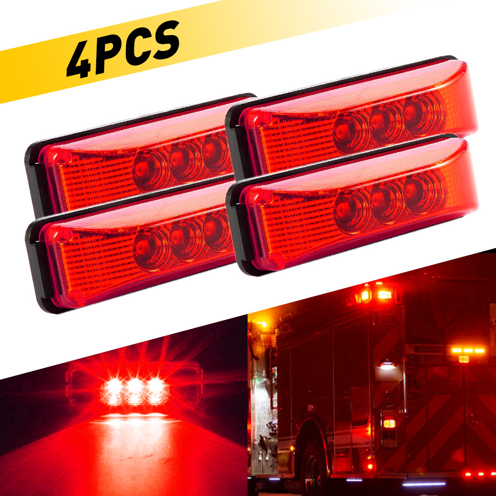 4PC Red 3 LED Side Marker Lights RV Truck Trailer Clearance Light Waterproof EAG