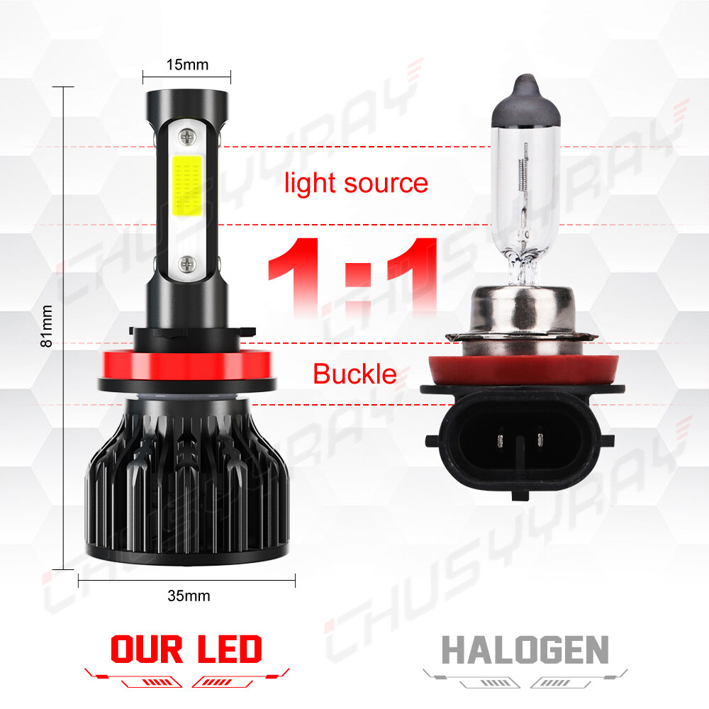 Pair LED Bulb H11/H9/H8 High Beam or Low Beam or Fog light White 6000K 2PCS