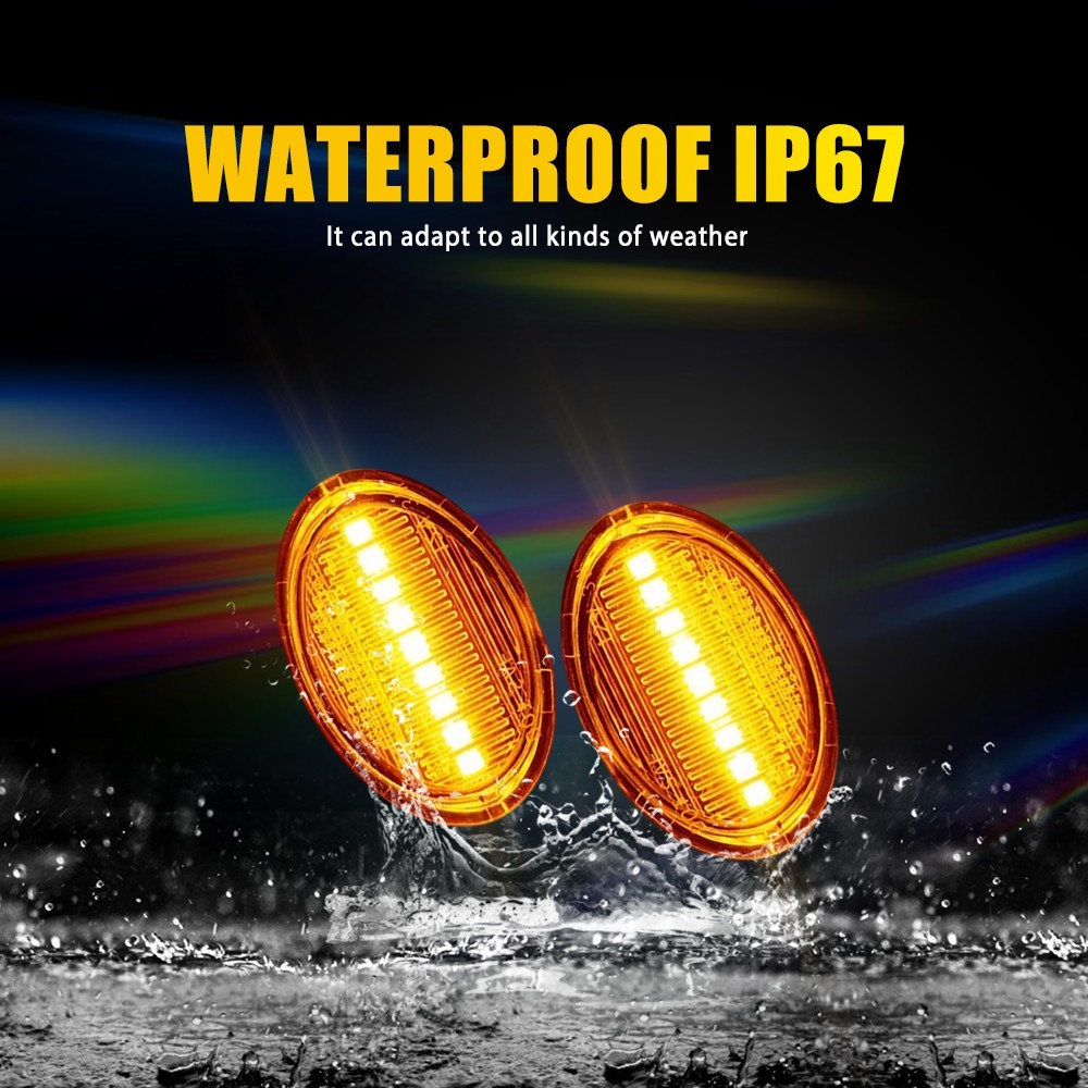 Front Left & Right Clear Amber LED Side Marker Light For Fiat 500 500e 2007-2019