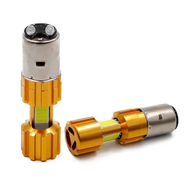 2X12W Ba20D H6 Motorcycle Headlight COB LED Bulbs Scooter ATV 1000LM Bikes Lamps