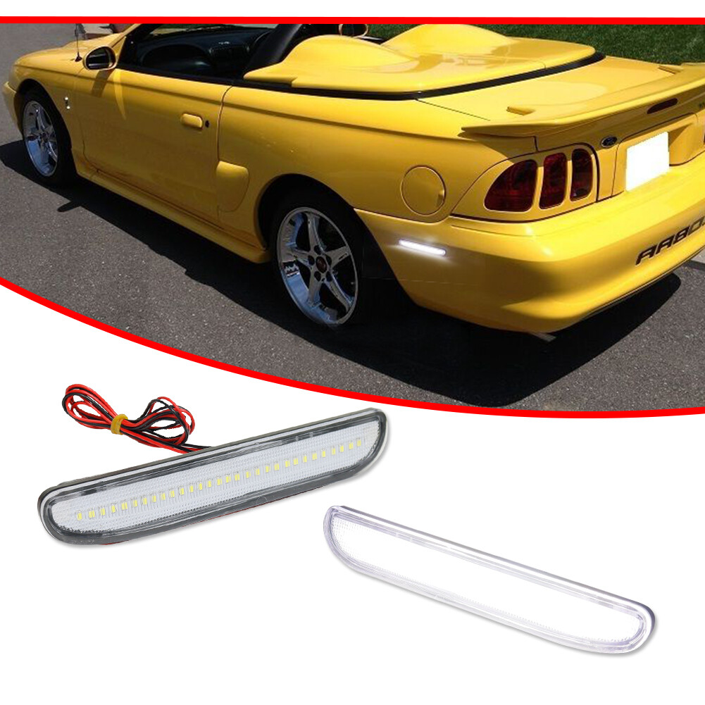 Clear White LED Rear Side Marker Light Reflector For 94 95 96 97 98 Ford Mustang