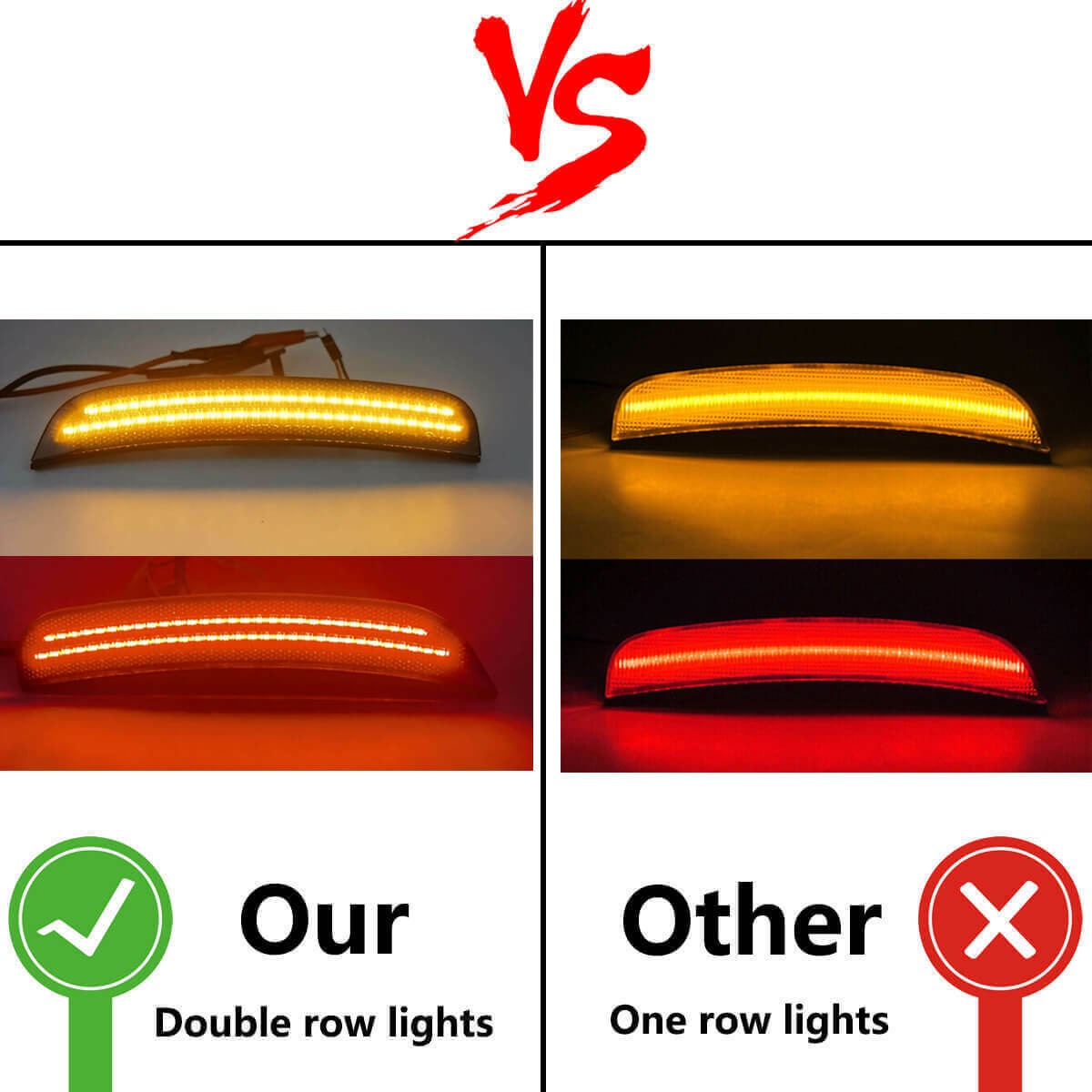 4PC Smoked Front&Rear LED Side Marker Light 2Row Lamp For 2015-2021 Chrysler 300