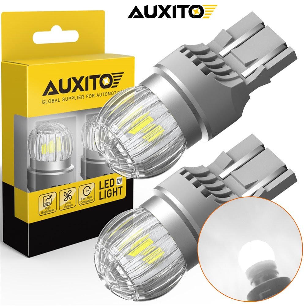 2X 7443 7440 7444 LED White Reverse Stop Break Turn Signal Parking Light Bulbs D