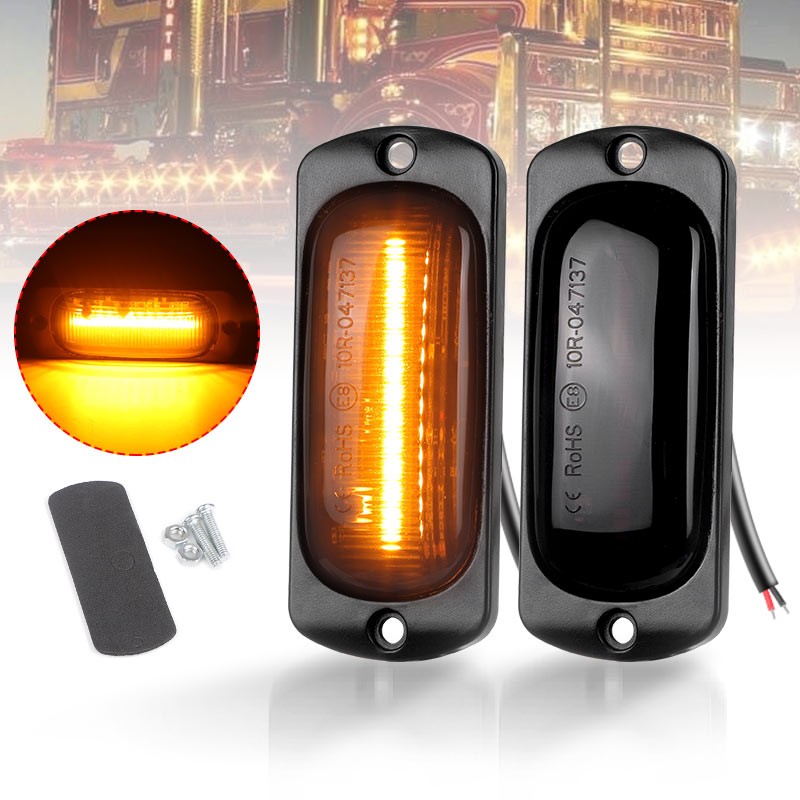 2PCS 12LED Side Marker Lights Clearance Truck Trailer Lamp Warning Signal Amber