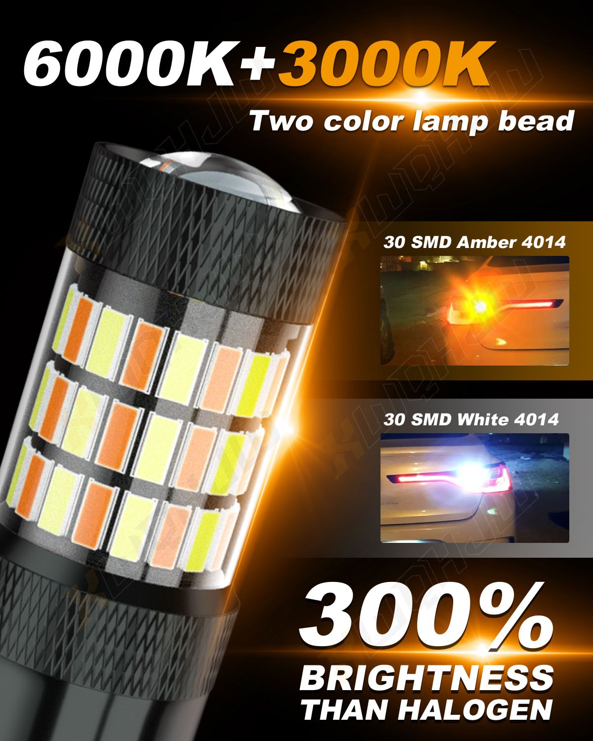 2pcs 3157 LED Amber Yellow Turn Signal Light Bulb for Chrysler 300 2005-2010
