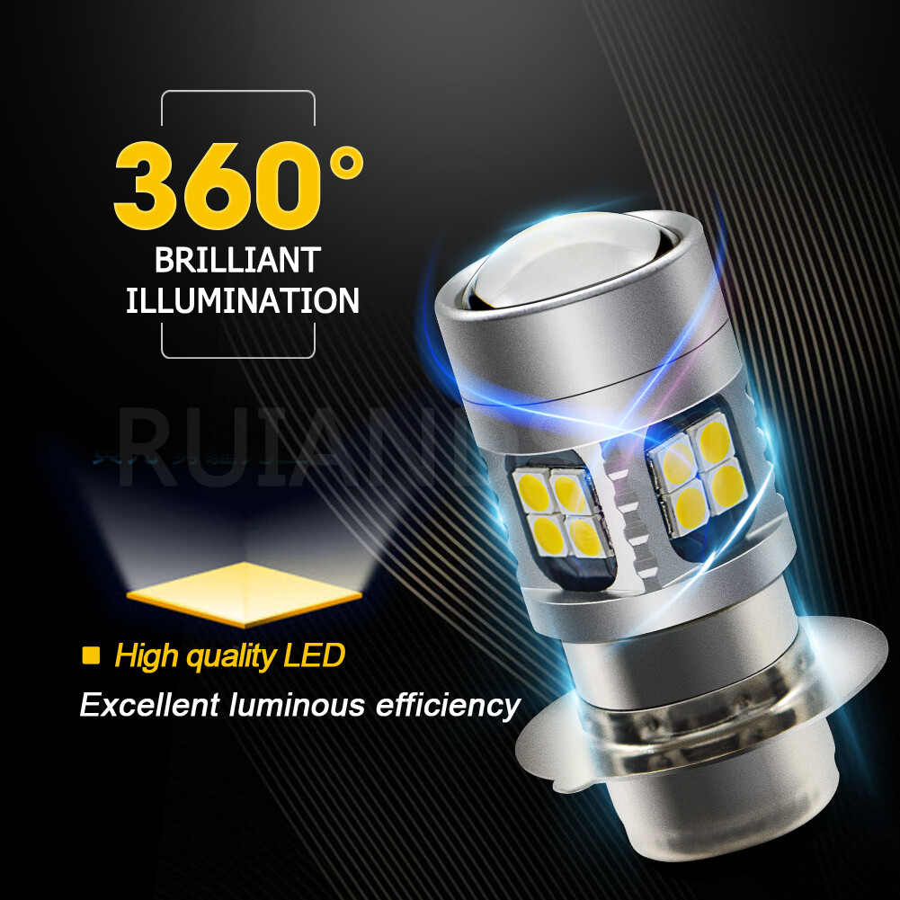 1PC H6M P15D-1 LED Motorcycle Headlight Bulbs ATV Lemon Yellow DC 6V 12V 24V