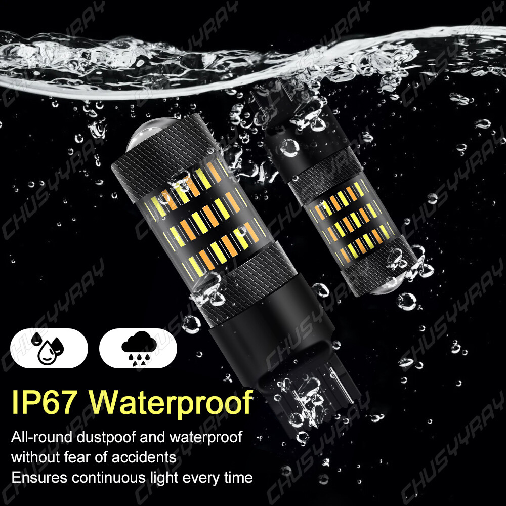 7443 7444 Switchback LED Turn Signal Parking DRL Light Bulbs Dual Color Pair