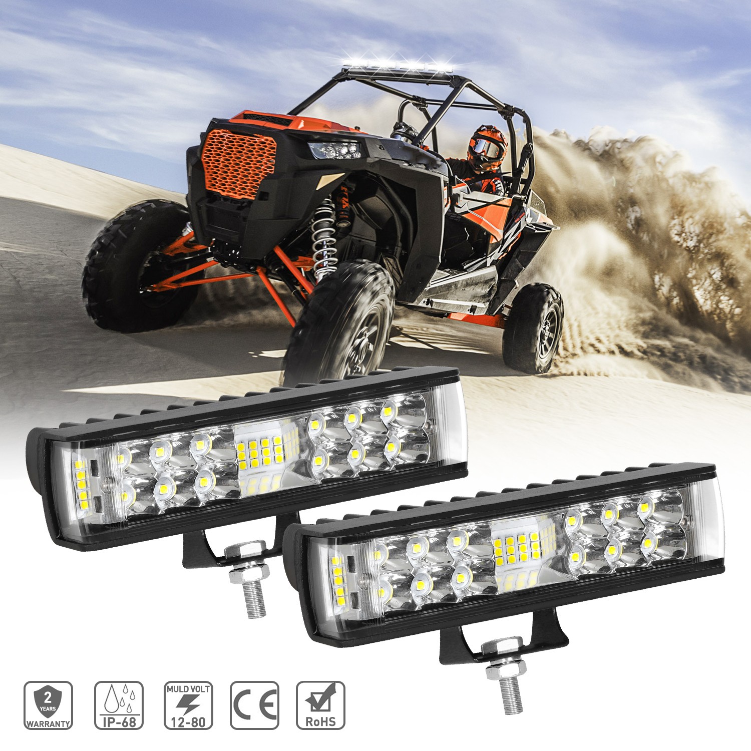 6 Inch LED Work Light Bar Spot Pods Fog Lamp Offroad Driving Truck 4WD SUV ATV