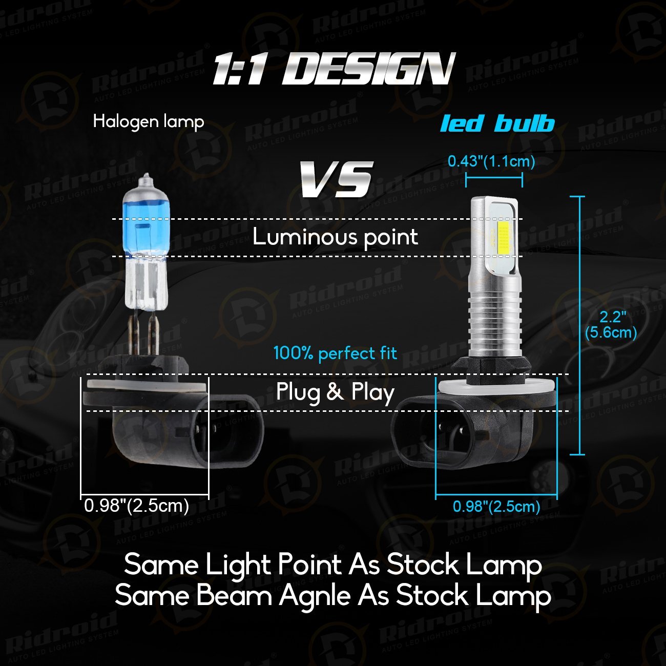Pair 881 LED Fog Light Driving Bulbs 862 886 889 894 896 898 Xenon White 6000K