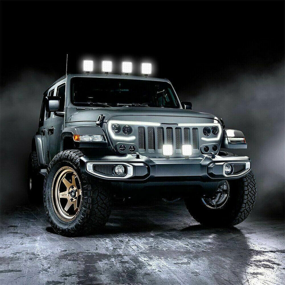 2PCS 48W LED Work Light Truck OffRoad Tractor Lights Lamp 12V-24V Square