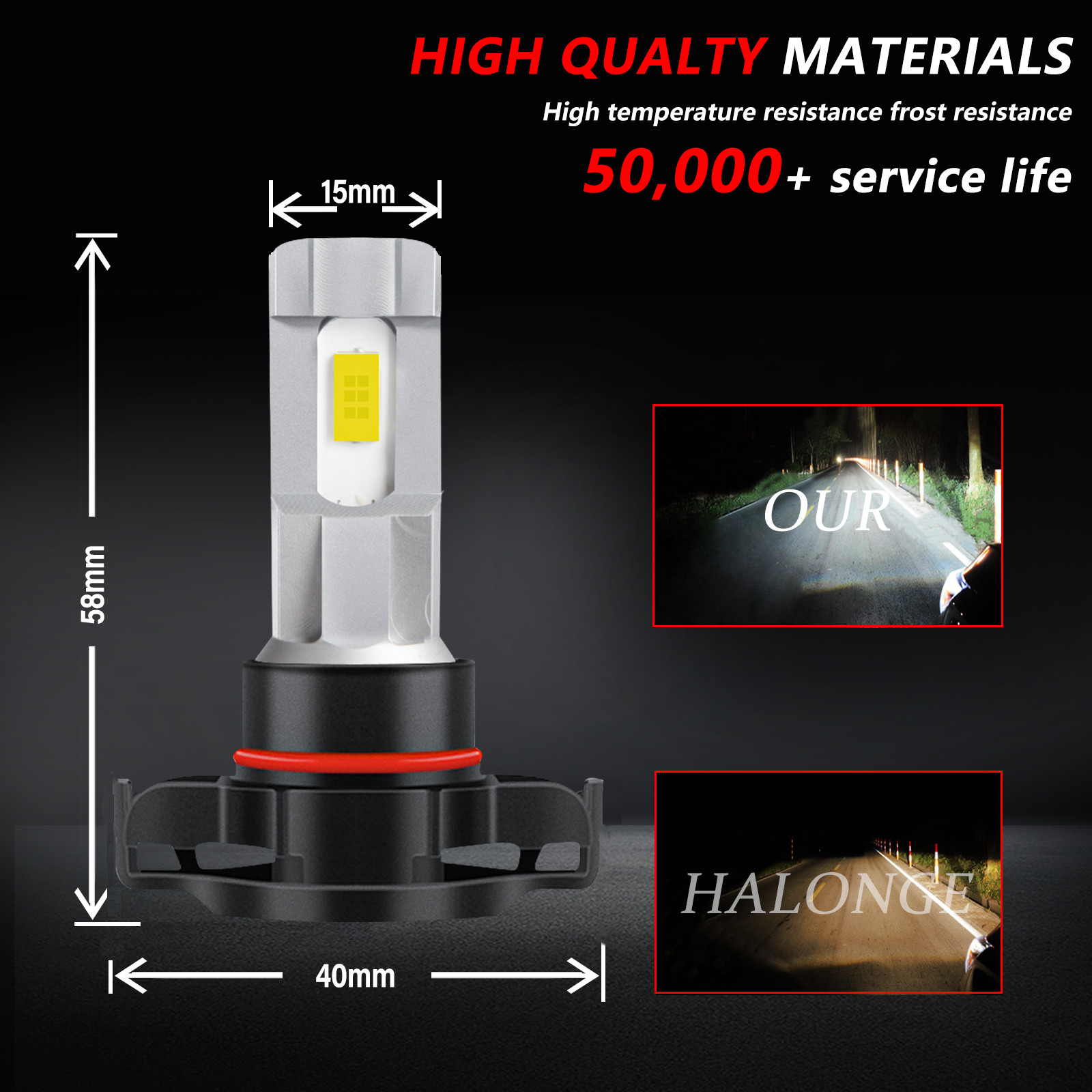 9012/HIR2 H16/5202 LED Headlight Fog Light Kit Bulbs White 6000K Plug&Play 4Pack