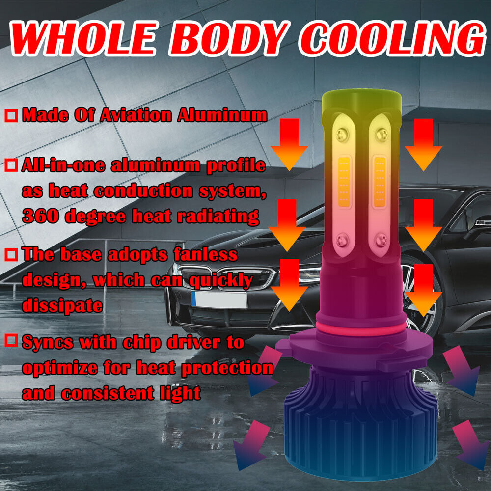 4-Side 9005 9006 Bulbs Combo LED Headlight Kit High Low Beam Bulb 4800W 720000LM