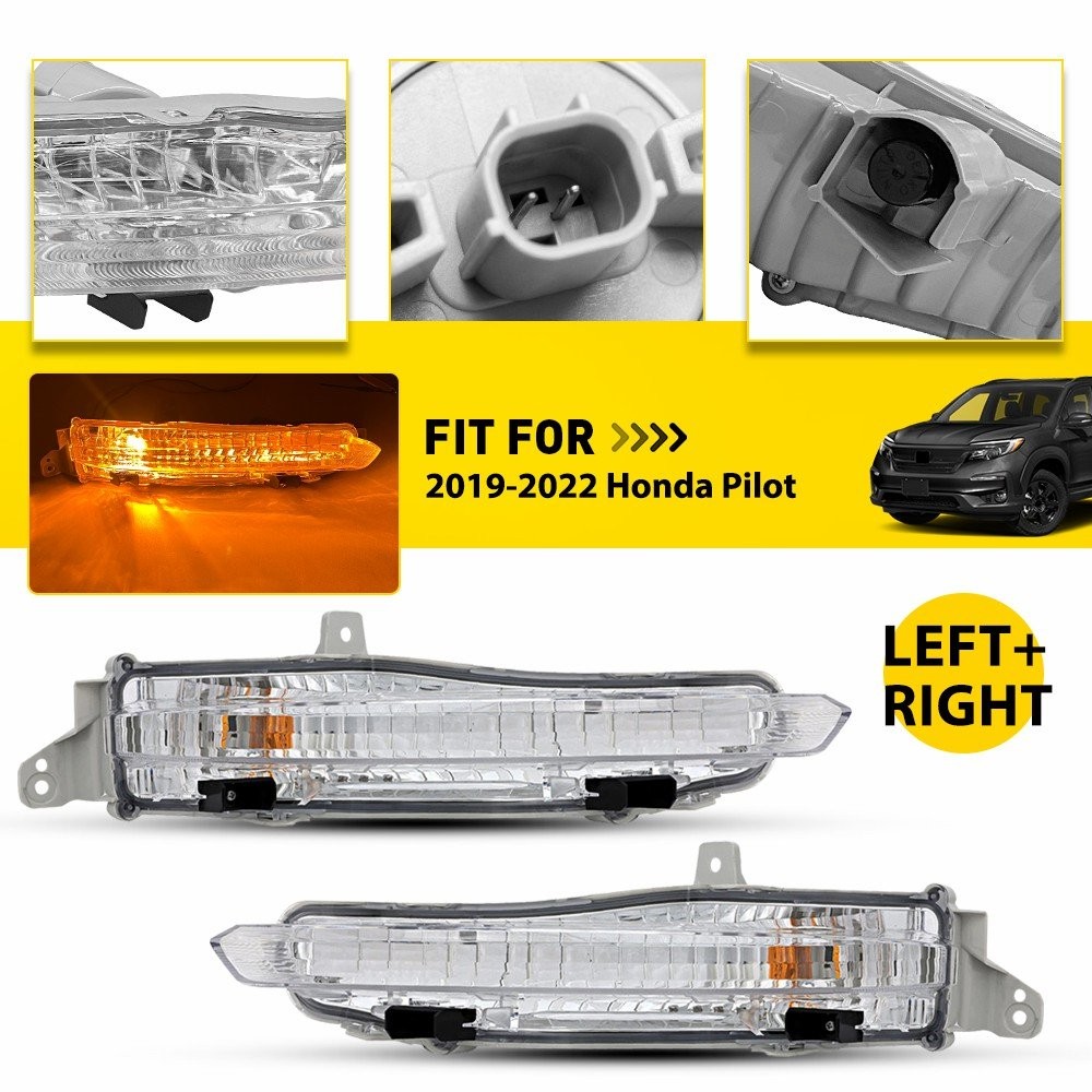 Right/Left Side Clear Amber Halogen Turn Signal Lights For 2019-2022 Honda Pilot