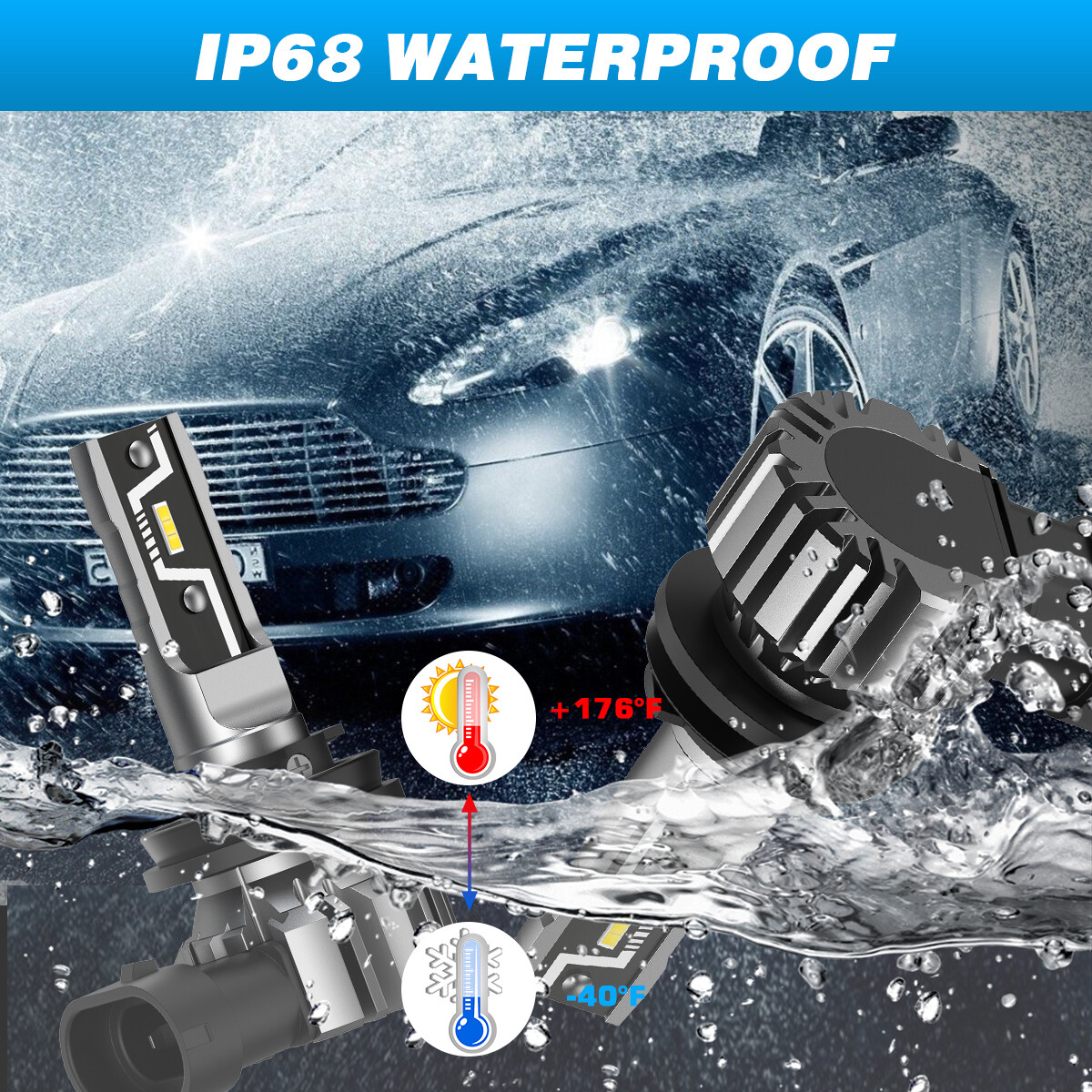 H11 LED Headlight Bulbs 6500K Xenon Cold White 10000LM Halogen Replacement Bulb