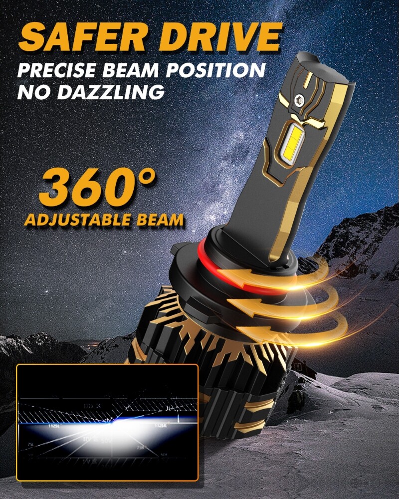 AUXBEAM GX SERIES 9005 HB3 LED HEADLIGHT BULBS 6500K WHITE CANBUS 25000LM 120W
