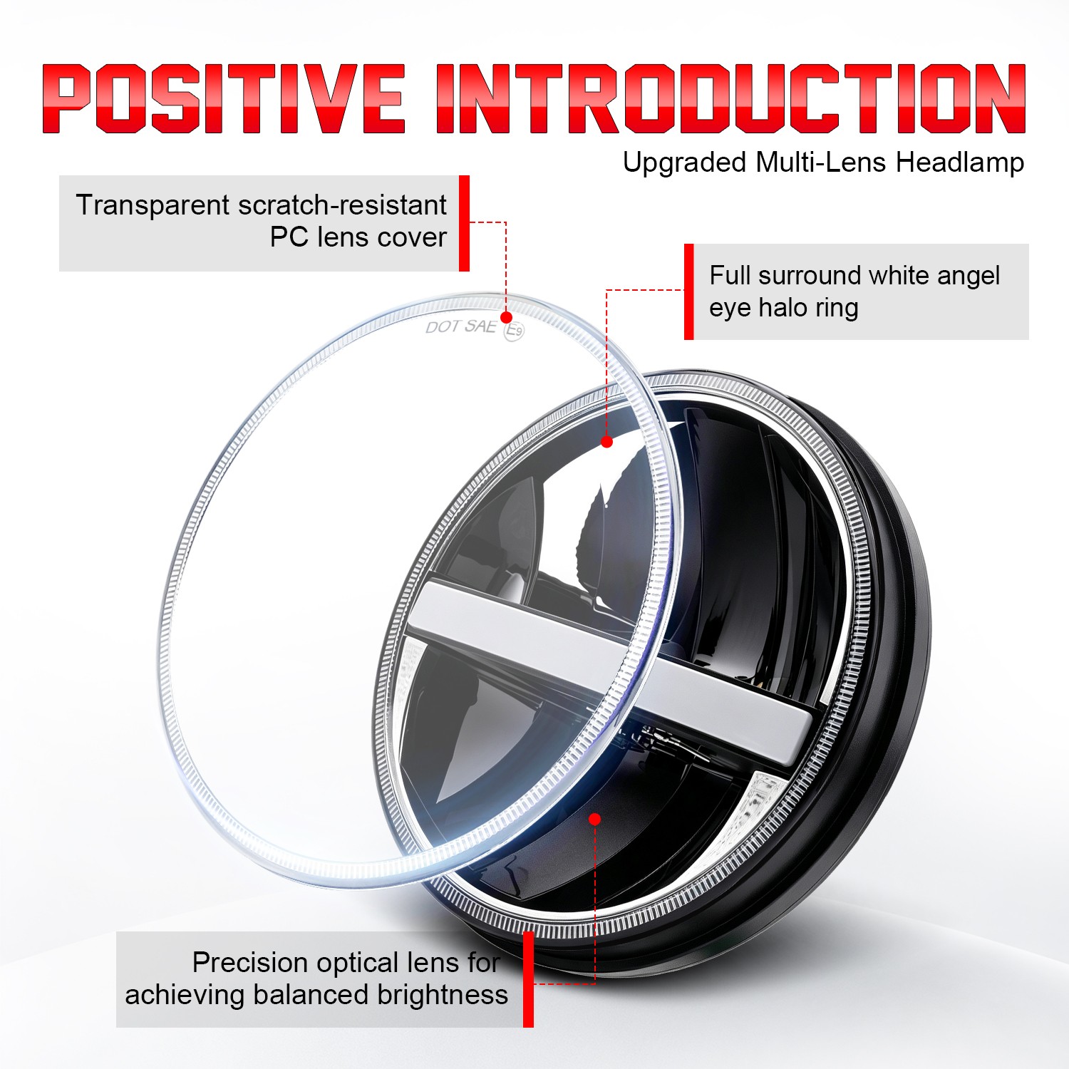 2X LED 7″ Round Headlights High Low Beam Aluminum Housing