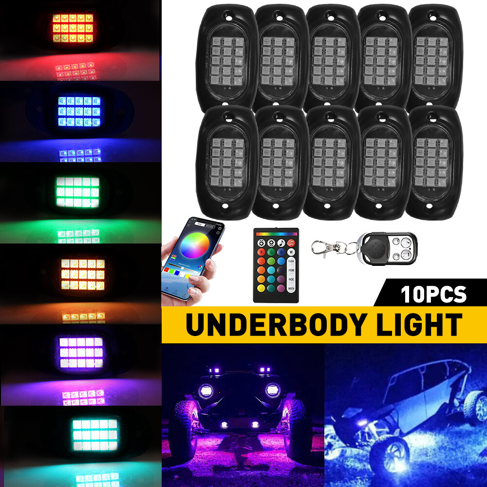 10in1 RGB LED Pods Rock Lights Trim Underbody Neon Light For Ford F150 F250 F350