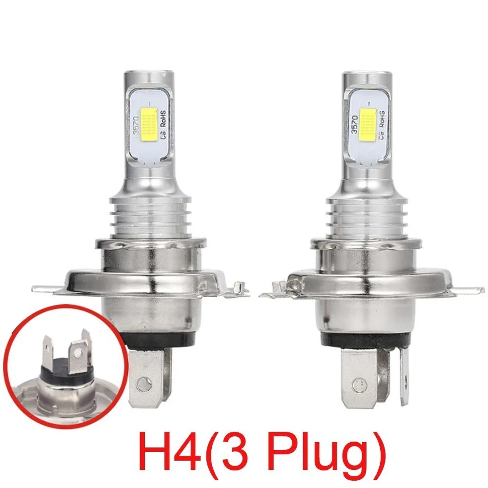 2x H4 9003 HB2 6000K Super White CSP LED Headlight Bulb Kit High Beam Canbus