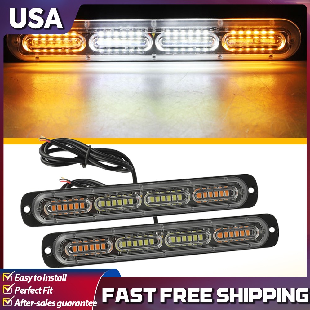Amber/White Warning Lamp Hazard Flash Beacon Light Strobe Bar For BANSHEE YAMAHA