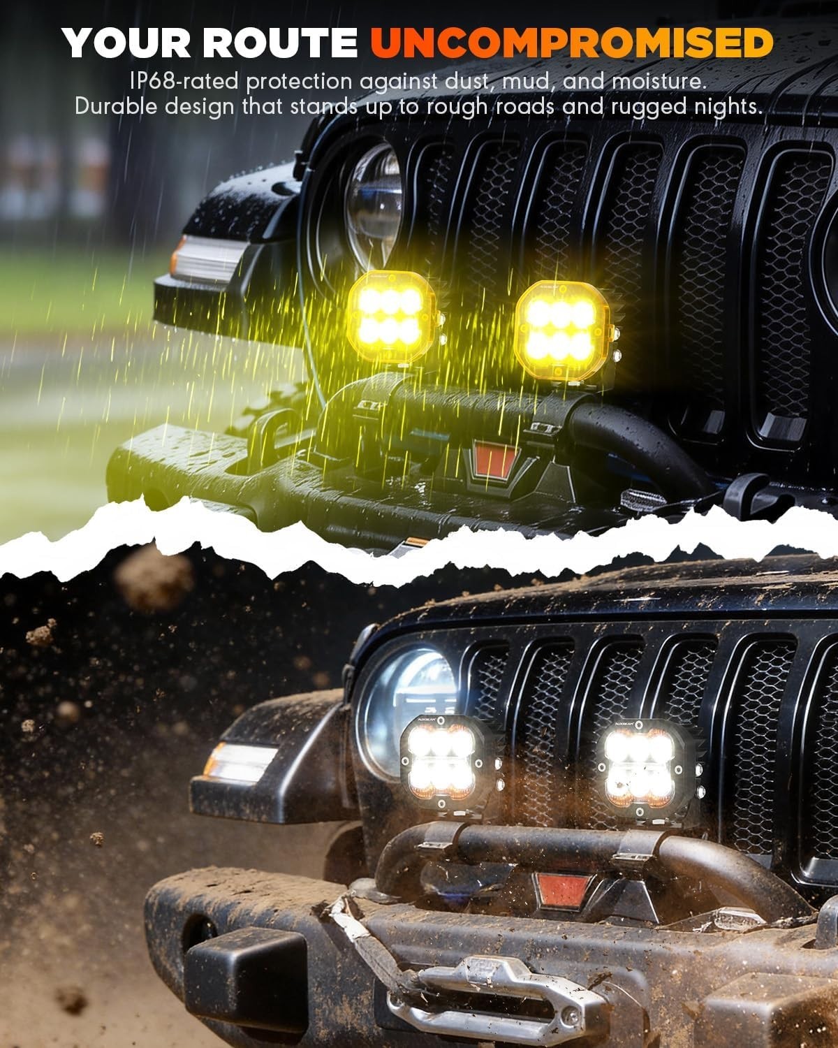 XP-Ultra Series 3 Inch LED Pods with Amber White DRL & Turn Signals, 84W 9600LM
