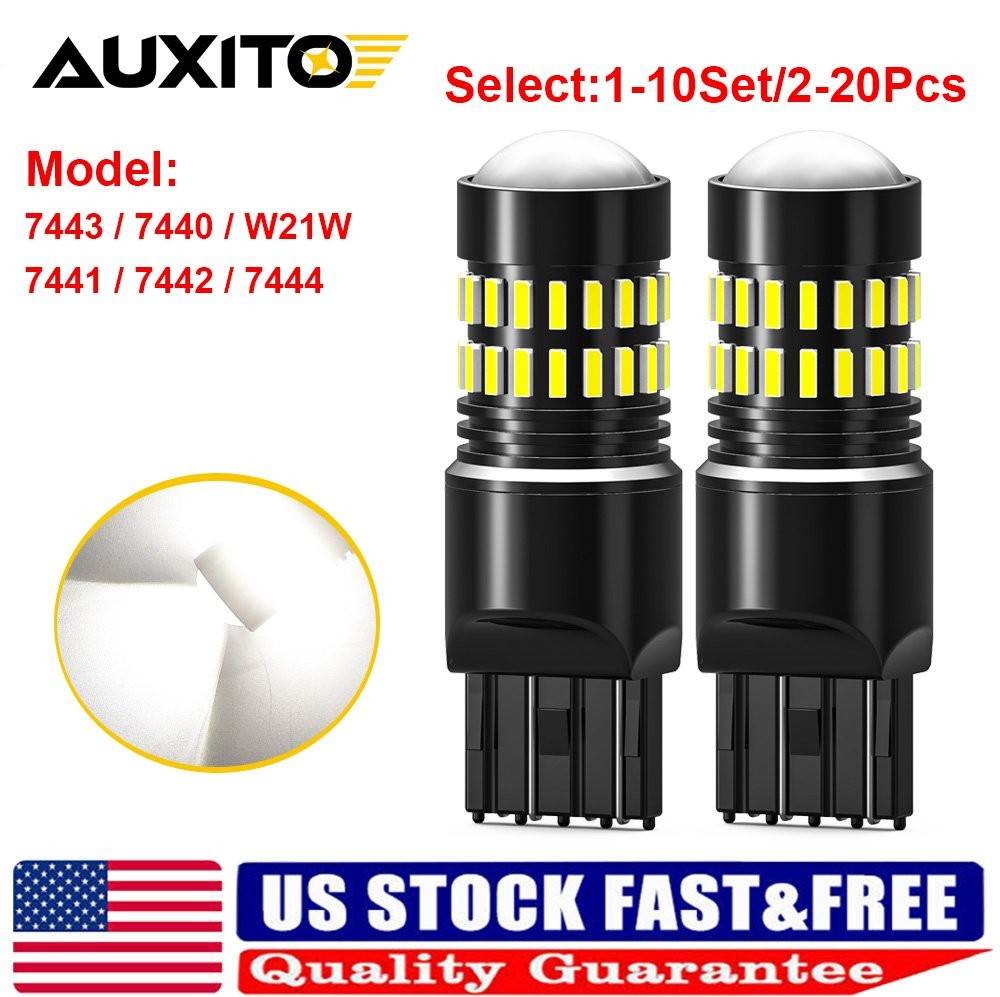 2-20X AUXITO 7443 7440 LED White Reverse Backup Light Bulbs Canbus Error Free