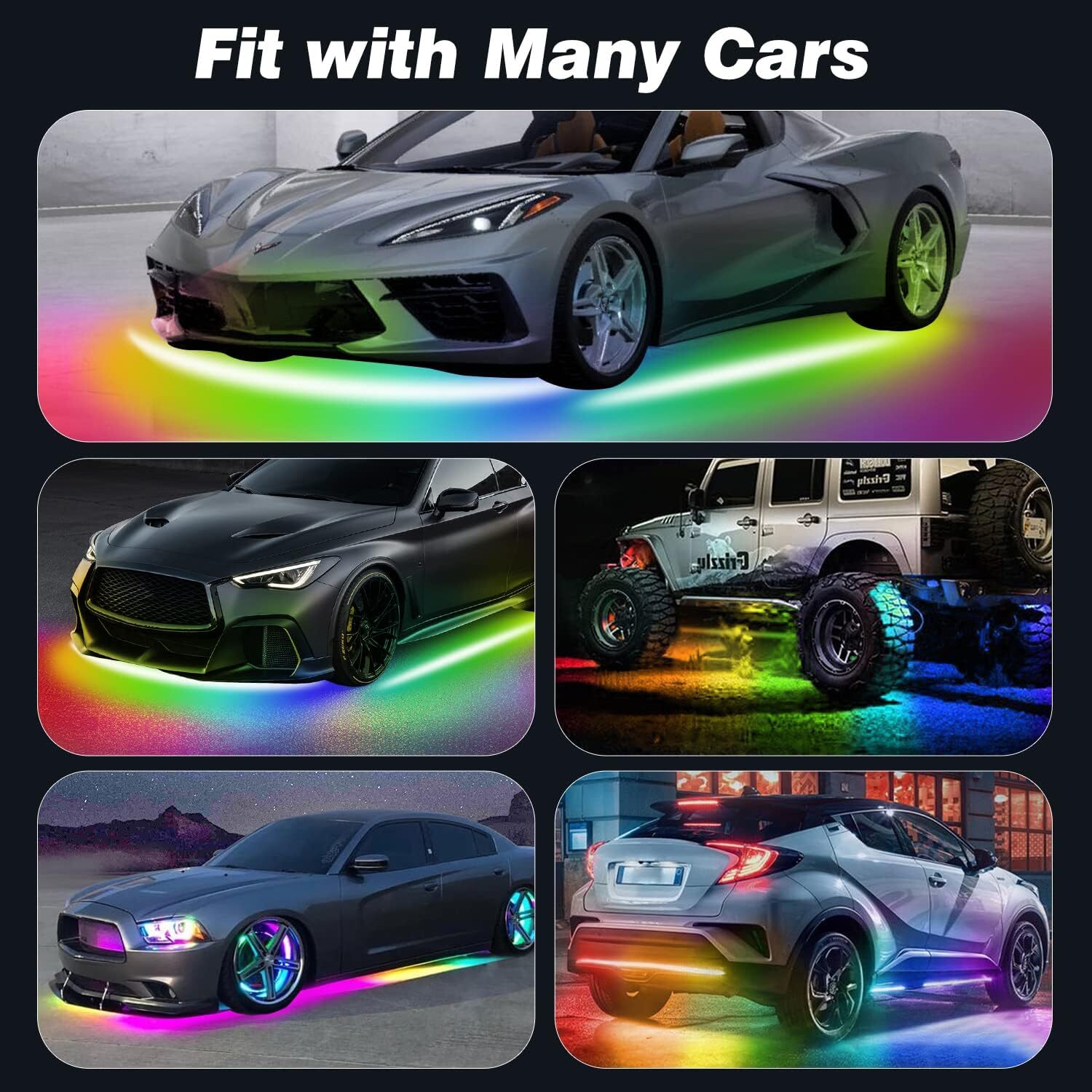 6 PCS RGB LED Underglow Lights LED Lighting Kit Neon Accent Strips For GMC Yukon