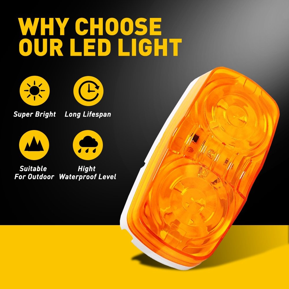 2x Amber 21LED Side Marker Lights RV Truck Trailer Clearance Light Waterproof US