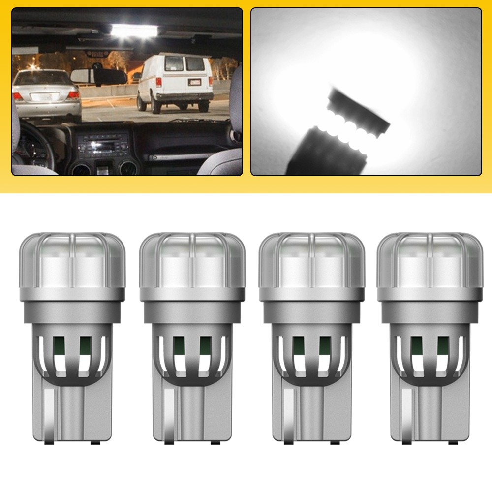 800LM 4PCS White LED 168 T10 194 W5W License Plate Light Inside Dome Trunk Light