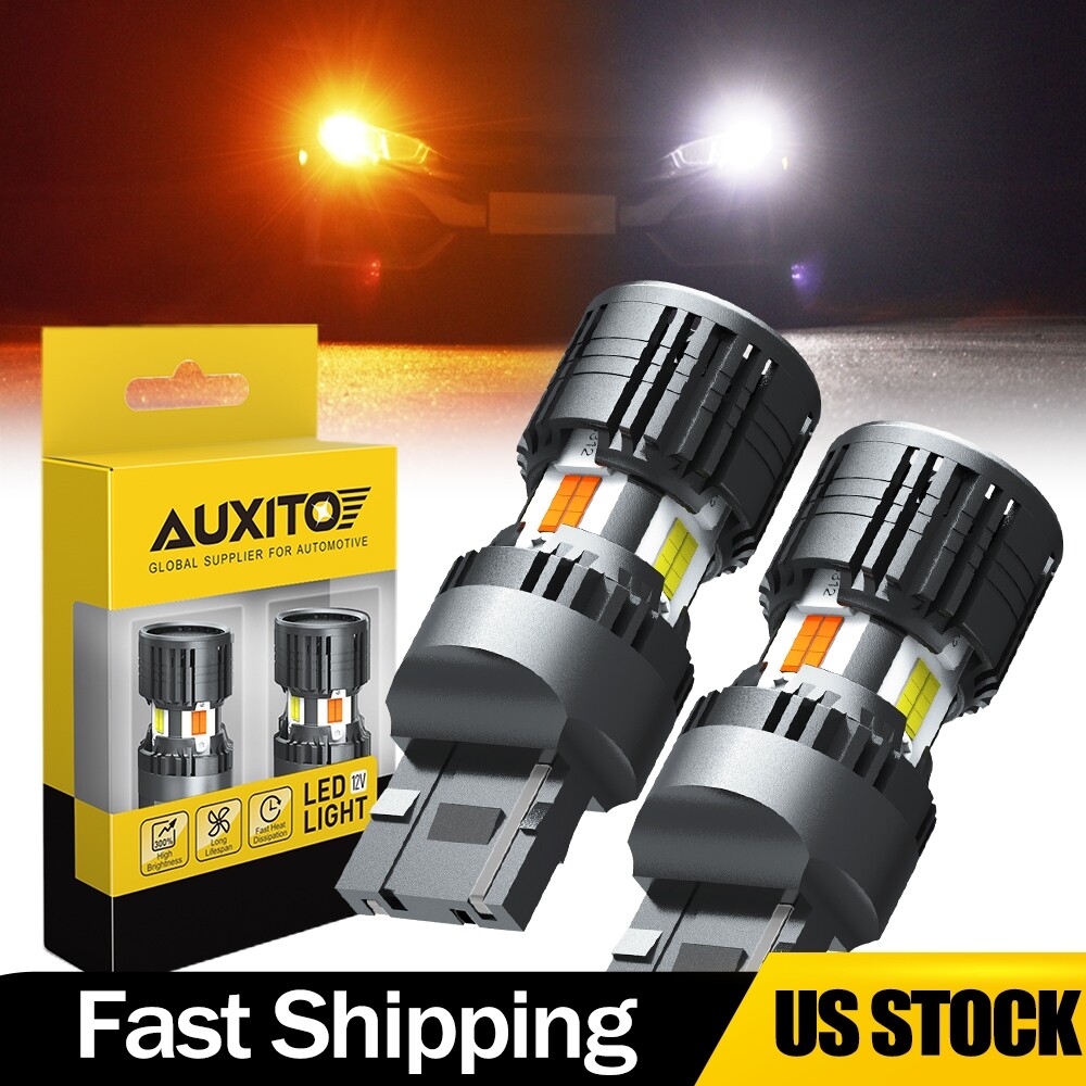 2/4X CANBUS 7443 7444NA Switchback LED Bulbs Ambe/White with Built-in Resistor