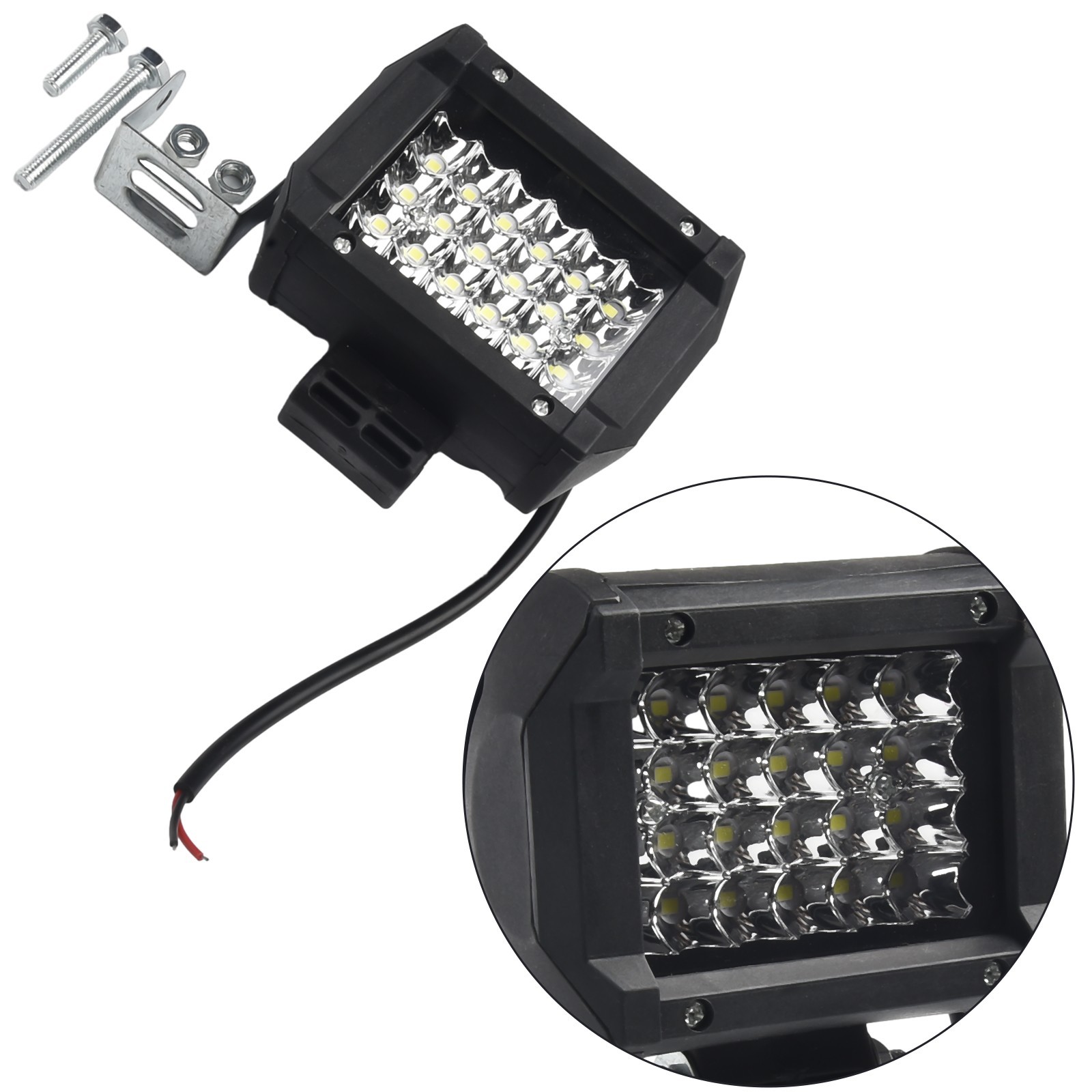 Black Aviation Aluminum LED Work Light for Trucks Boats and Motorcycles 72W