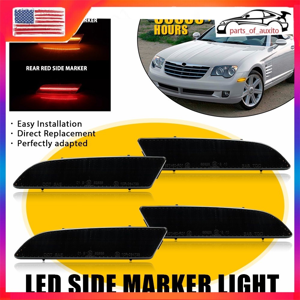 4/8x For 2004-08 Chrysler Crossfire Front & Rear Bumper Signal Side Marker Light