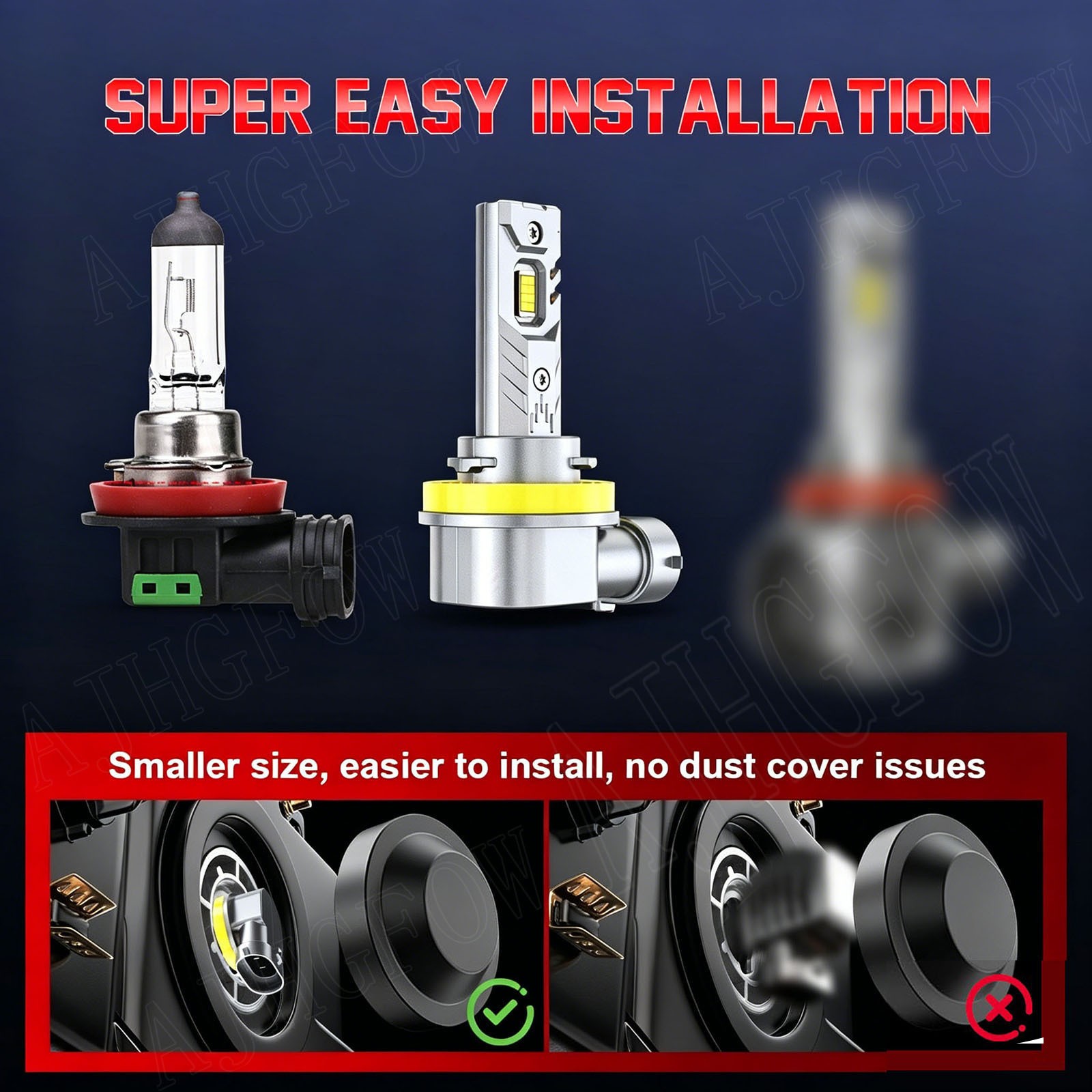 LED Headlight For Can-Am Defender HD5 HD8 HD10 Combo Bulbs Light 4X H11 72000LM