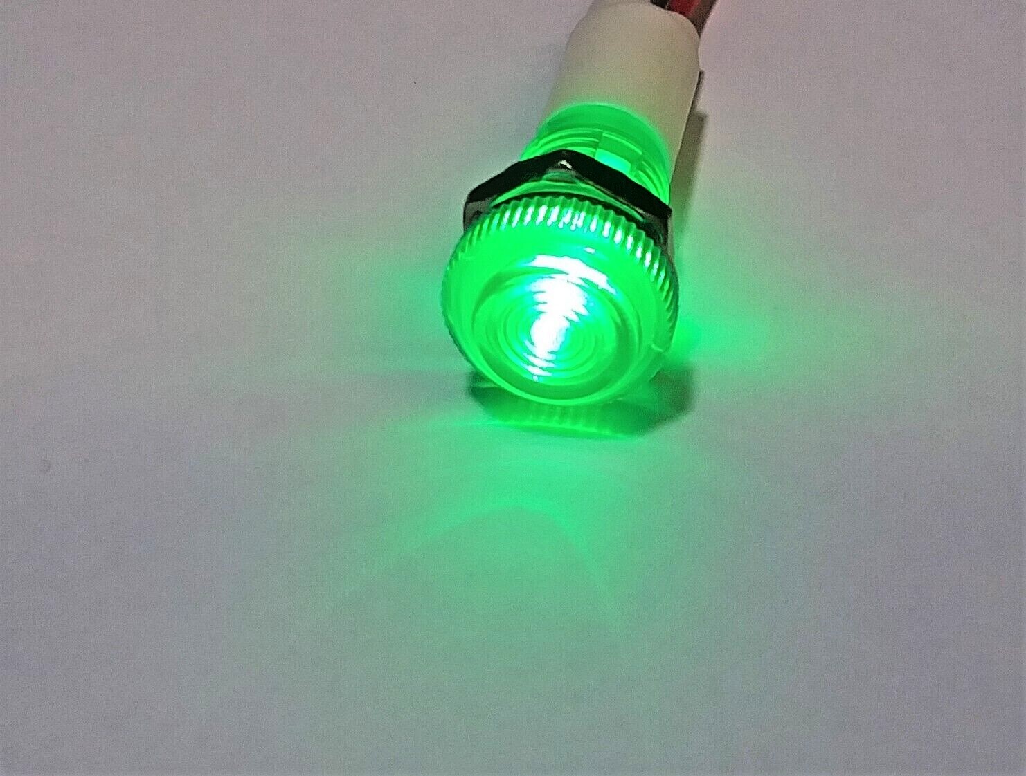 BBT 12 volt Waterproof Low-Profile Bright Green LED Indicator Light