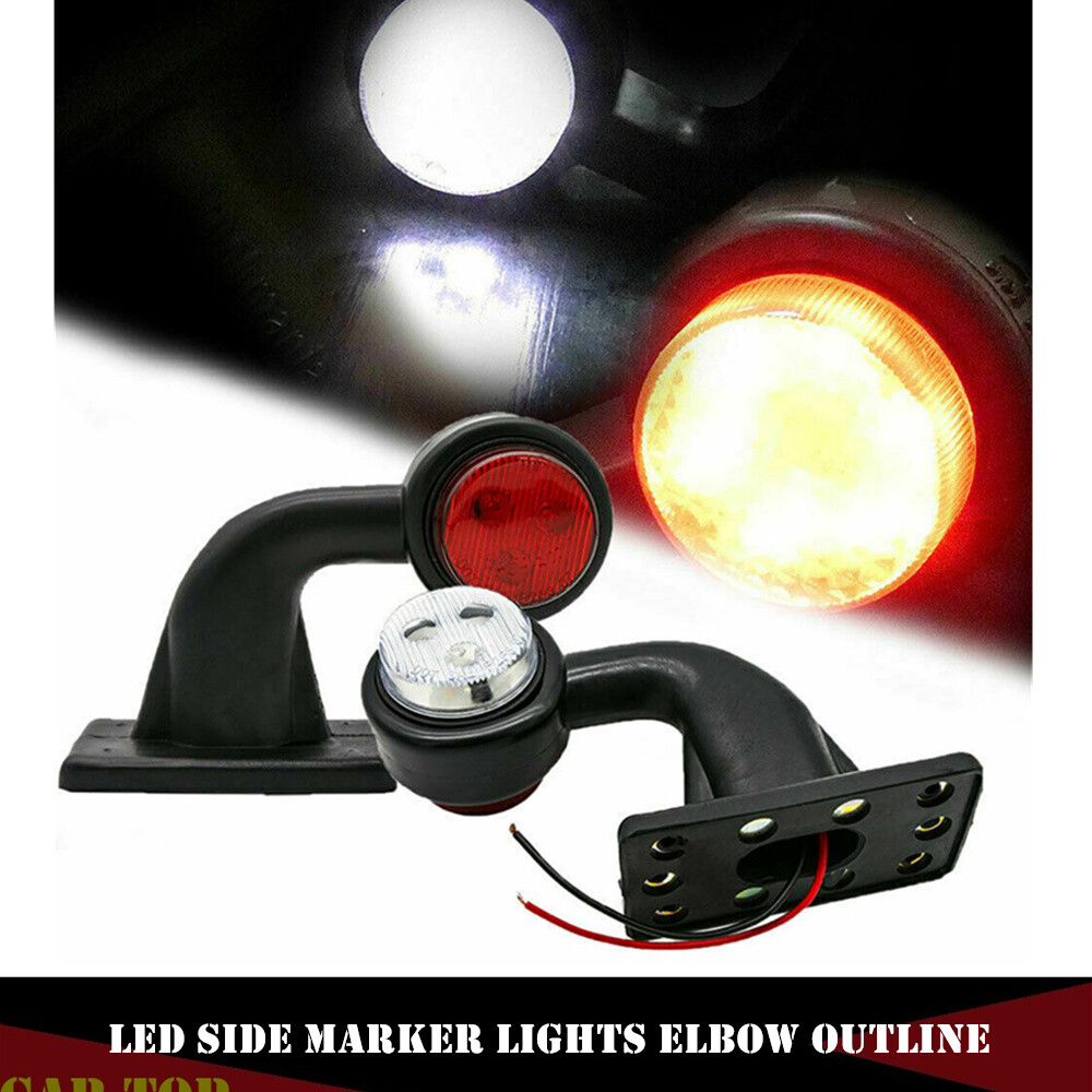 2x Dual Side LED Side Marker Light Elbow Rubber Outline Rear Trailer Truck Lorry