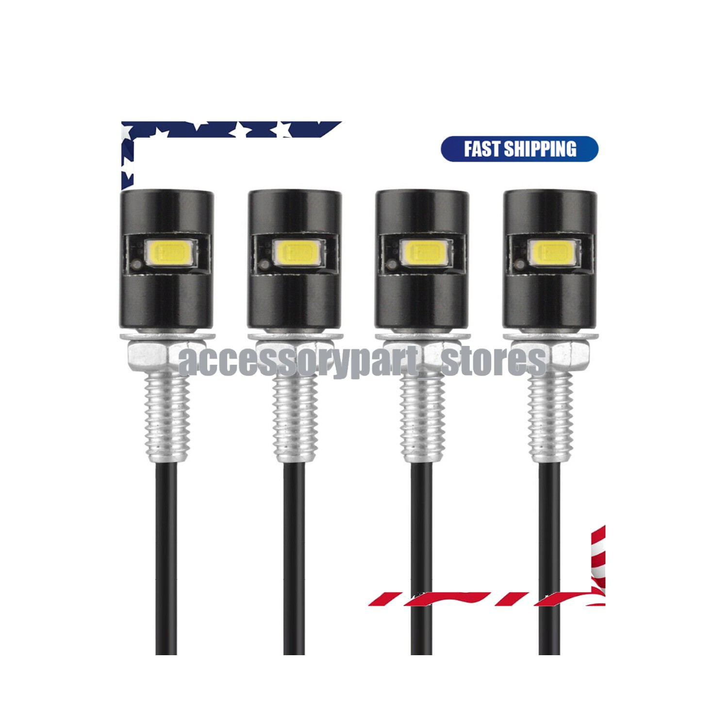 4× Motorcycle Car LED License Plate Light 5630/5730 SMD Screw Bolt Lamp Bulbs