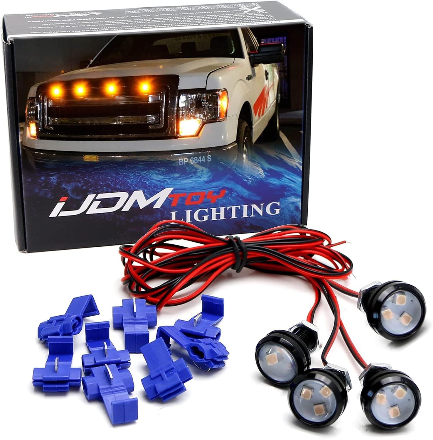 4pc Amber Yellow LED Grille Lighting Kit for Trucks & SUVs – Universal Fit
