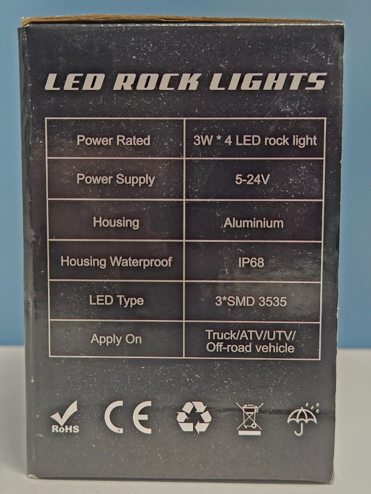 LED Rock Lights, 4 Lights, 5-24V IP68 Waterproof, Red For Off-Road Vehicle – New