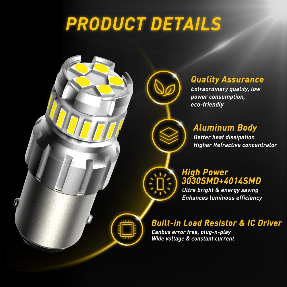 AUXITO 2X 1156 7506 LED Light Bulb with Projector 1:1 Size Super Bright White