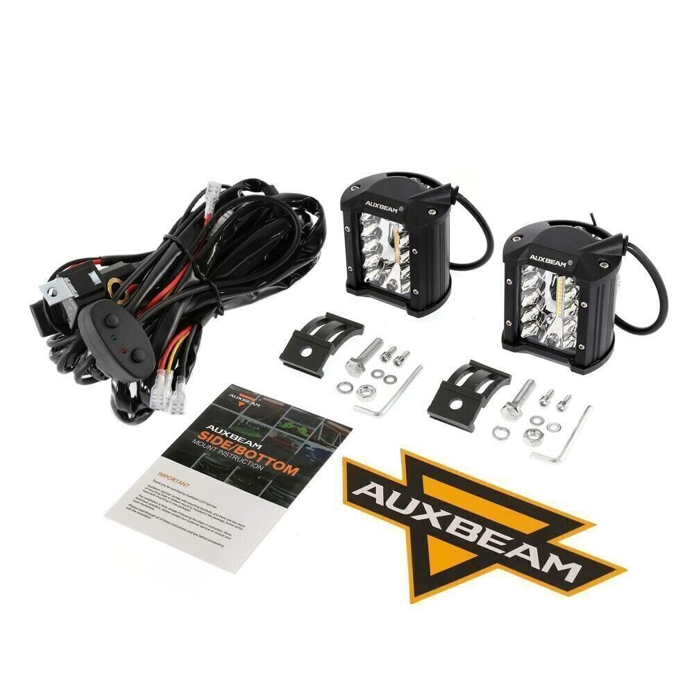 Auxbeam 4″ LED Pods Light 120W Spot 3-Row Off Road For Truck SUV ATV UTV Jeep