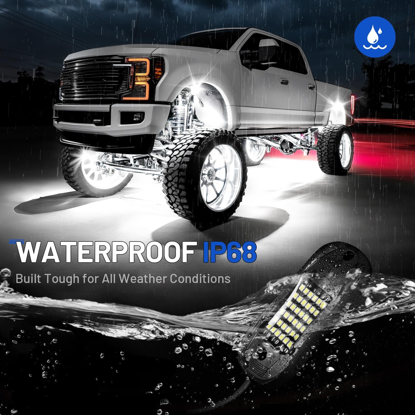 16 Pods 6500k White Rock Lights, IP68 Waterproof 36 LEDs SMD Chips Underglow …