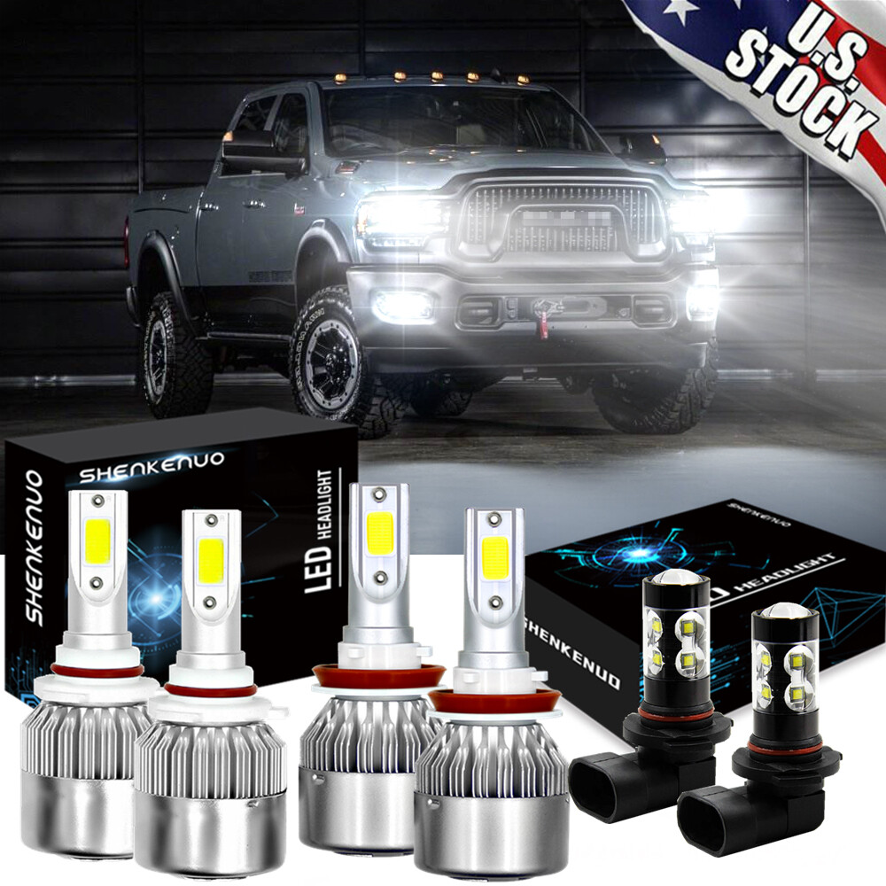 6X COB LED Headlight+Fog Light 9005/HB3+H11/H9/H8+9145 High/Low Beam Kit
