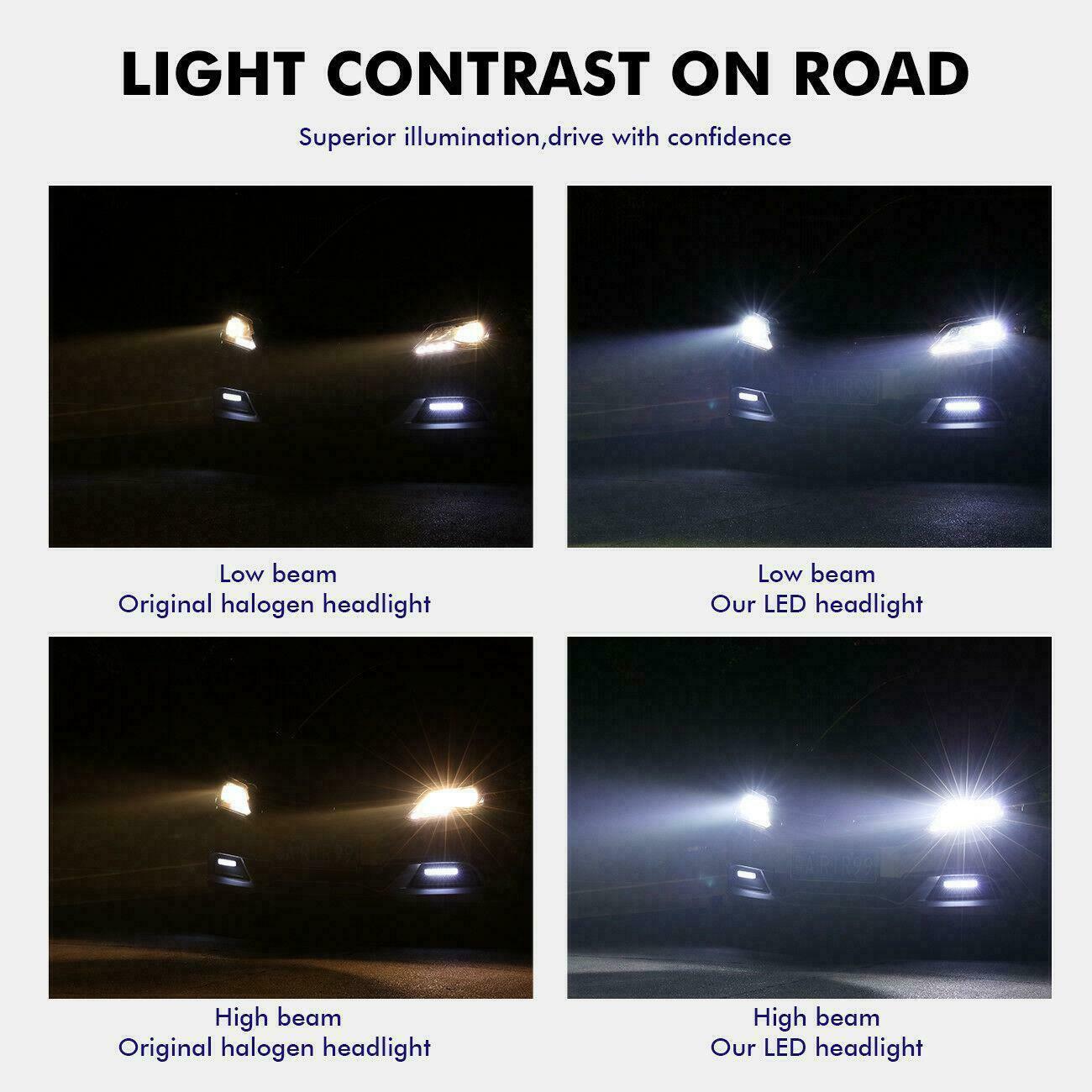 4-Sides 9012 LED Headlight Bulbs High Low Beam 6500K Super Bright 2400W 360000lm