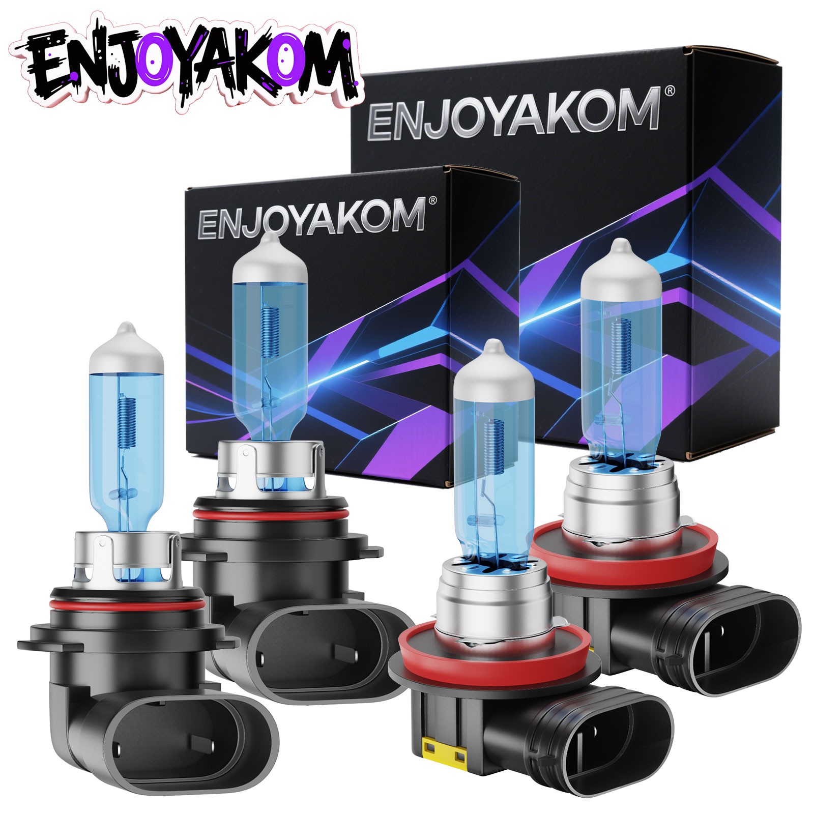 Halogen Headlight Bulbs Combo Kit 9005 + H11 High Low Beam 5K White Super Bright
