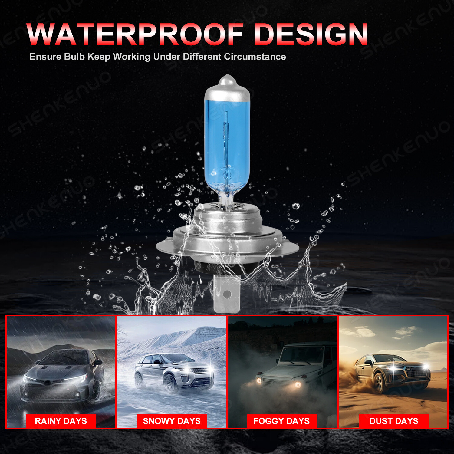 100W H7 H11 Halogen Headlights Kit Combo 4x 4200K Bulbs High Low Beam Warm White
