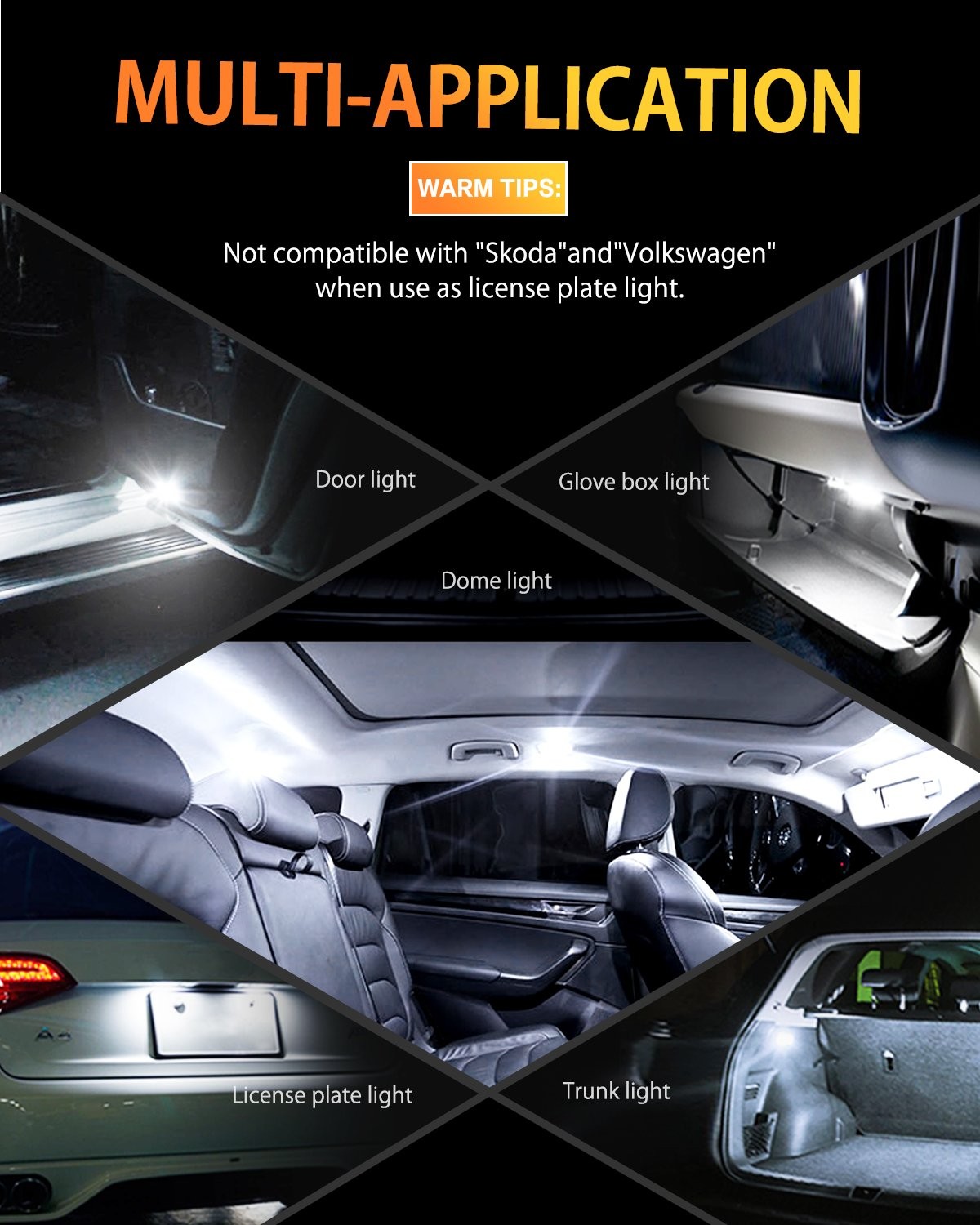 10x T10 168 158 W5W 2835 LED Canbus Error Free Wedge Interior Light Bulb Lamp